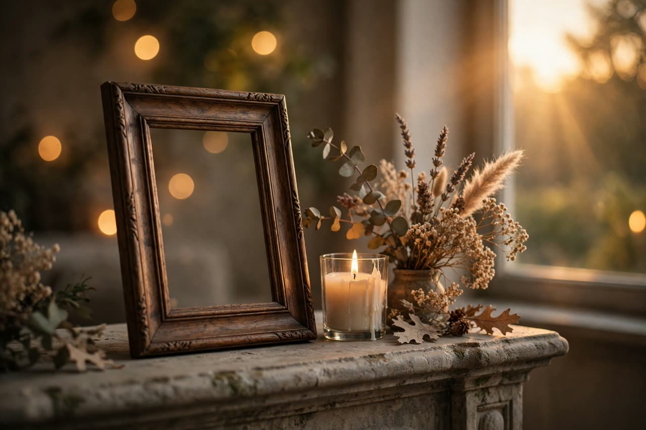 An Agapelle frame glowing in warm evening light